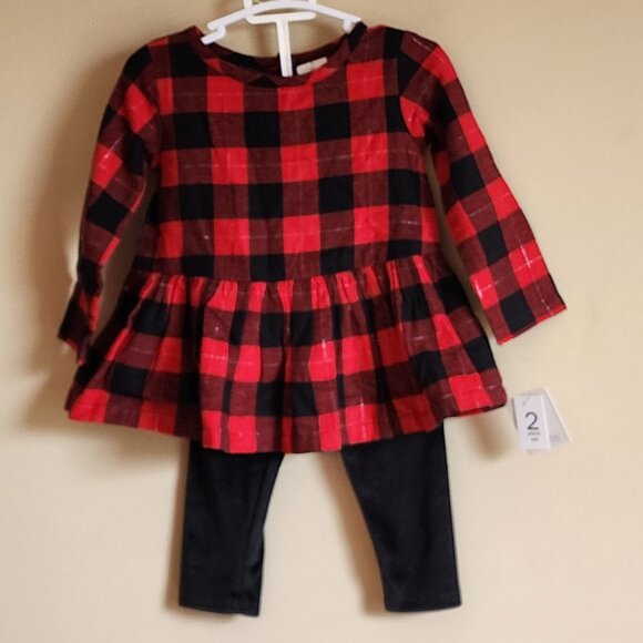 LULLABY LANE - 2-Piece Buffalo Check Top & Legging Set Size 6-9 Months NWT - Picture 2 of 6